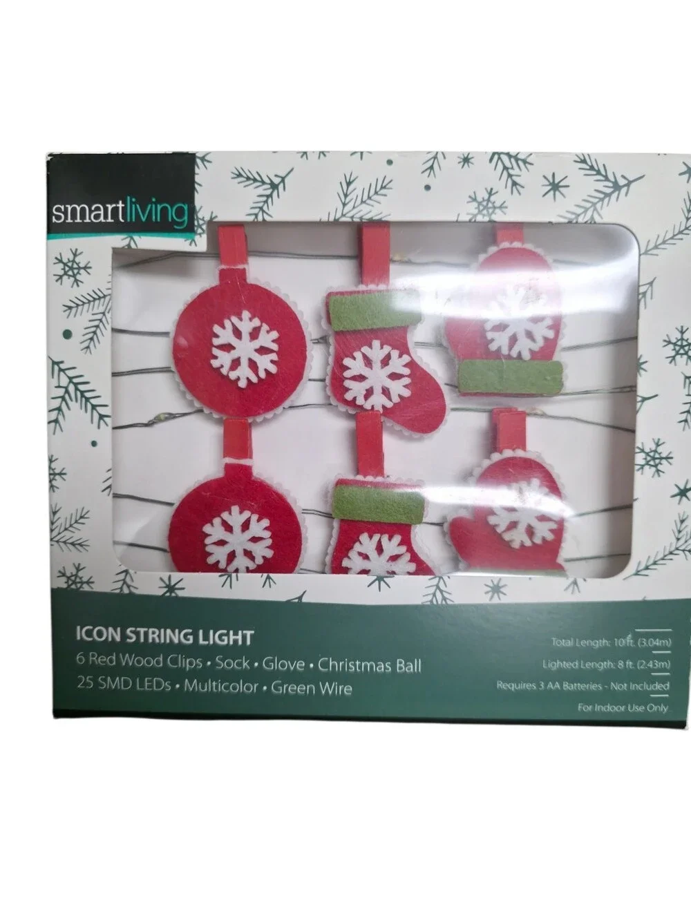 Smart Living Red Felt Holiday Icon String Lights
